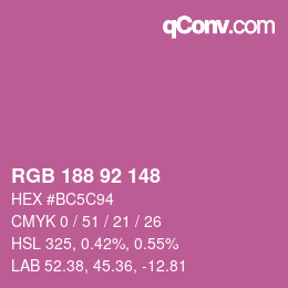 颜色代码: RGB 188 92 148 | qconv.com