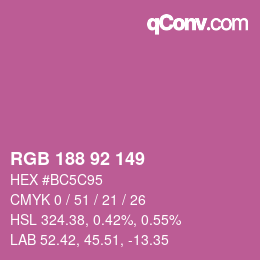 カラーコード: RGB 188 92 149 | qconv.com