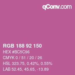 カラーコード: RGB 188 92 150 | qconv.com