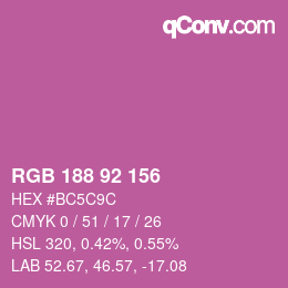 颜色代码: RGB 188 92 156 | qconv.com