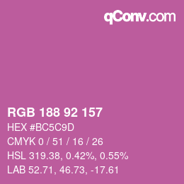 カラーコード: RGB 188 92 157 | qconv.com