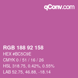 カラーコード: RGB 188 92 158 | qconv.com