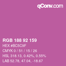 颜色代码: RGB 188 92 159 | qconv.com