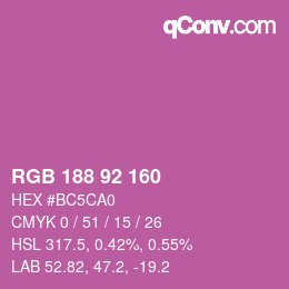 颜色代码: RGB 188 92 160 | qconv.com