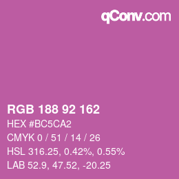 カラーコード: RGB 188 92 162 | qconv.com