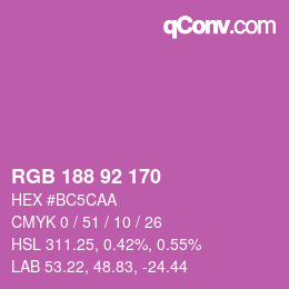 カラーコード: RGB 188 92 170 | qconv.com
