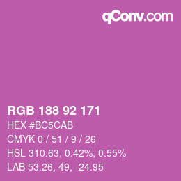 カラーコード: RGB 188 92 171 | qconv.com