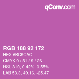 Color code: RGB 188 92 172 | qconv.com