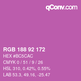 カラーコード: RGB 188 92 172 | qconv.com