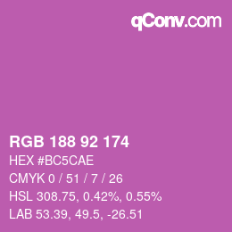 カラーコード: RGB 188 92 174 | qconv.com