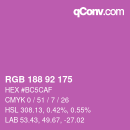颜色代码: RGB 188 92 175 | qconv.com