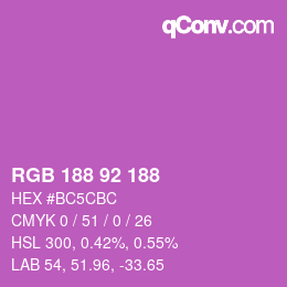 颜色代码: RGB 188 92 188 | qconv.com