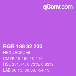 カラーコード: RGB 188 92 230 | qconv.com