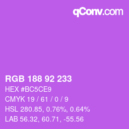 カラーコード: RGB 188 92 233 | qconv.com