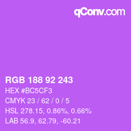 カラーコード: RGB 188 92 243 | qconv.com