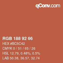 カラーコード: RGB 188 92 66 | qconv.com