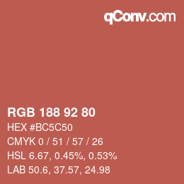 Código de color: RGB 188 92 80 | qconv.com