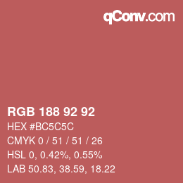 カラーコード: RGB 188 92 92 | qconv.com