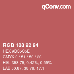 颜色代码: RGB 188 92 94 | qconv.com