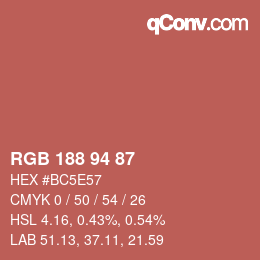 カラーコード: RGB 188 94 87 | qconv.com
