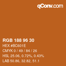Color code: RGB 188 96 30 | qconv.com
