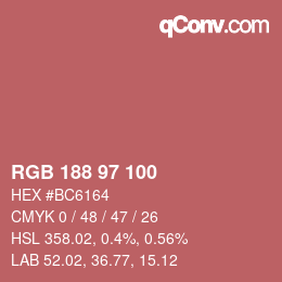 Color code: RGB 188 97 100 | qconv.com