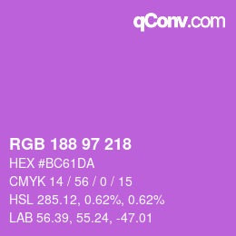 カラーコード: RGB 188 97 218 | qconv.com