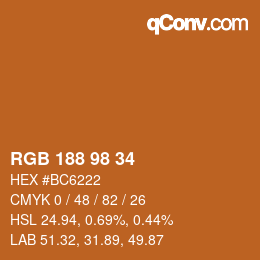 Color code: RGB 188 98 34 | qconv.com