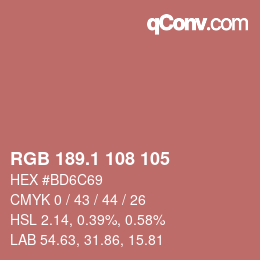 カラーコード: RGB 189.1 108 105 | qconv.com
