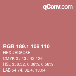 カラーコード: RGB 189.1 108 110 | qconv.com