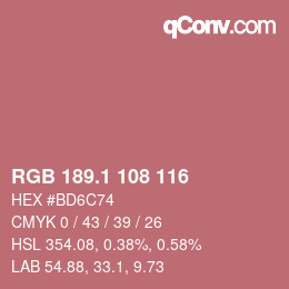 カラーコード: RGB 189.1 108 116 | qconv.com