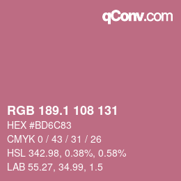カラーコード: RGB 189.1 108 131 | qconv.com
