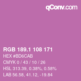 カラーコード: RGB 189.1 108 171 | qconv.com