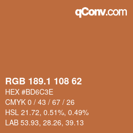 カラーコード: RGB 189.1 108 62 | qconv.com