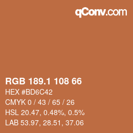 カラーコード: RGB 189.1 108 66 | qconv.com
