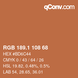 カラーコード: RGB 189.1 108 68 | qconv.com