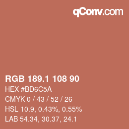 カラーコード: RGB 189.1 108 90 | qconv.com