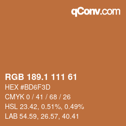 カラーコード: RGB 189.1 111 61 | qconv.com