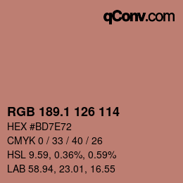 カラーコード: RGB 189.1 126 114 | qconv.com