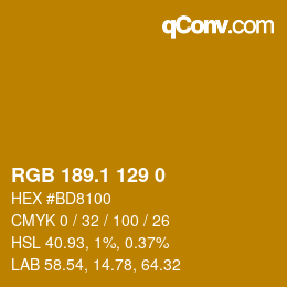 カラーコード: RGB 189.1 129 0 | qconv.com