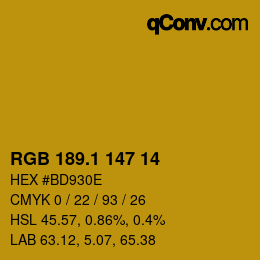 カラーコード: RGB 189.1 147 14 | qconv.com