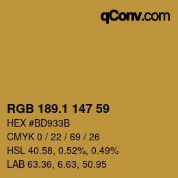 カラーコード: RGB 189.1 147 59 | qconv.com