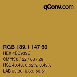 カラーコード: RGB 189.1 147 60 | qconv.com