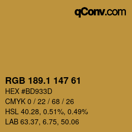 カラーコード: RGB 189.1 147 61 | qconv.com