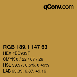 カラーコード: RGB 189.1 147 63 | qconv.com