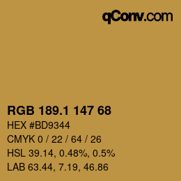 カラーコード: RGB 189.1 147 68 | qconv.com