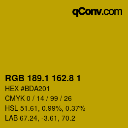 カラーコード: RGB 189.1 162.8 1 | qconv.com