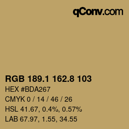Color code: RGB 189.1 162.8 103 | qconv.com