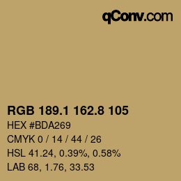 Código de color: RGB 189.1 162.8 105 | qconv.com