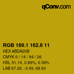 カラーコード: RGB 189.1 162.8 11 | qconv.com